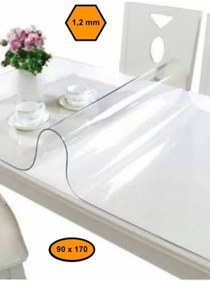 NetBazaars 1,2 mm Pvc Masa Örtüsü, Şeffaf Masa Kaplaması, 90X170