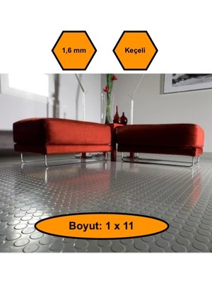 NetBazaars Gri Paralı Muşamba , Zemin Örtüsü, Kaymaz Özellikli Zemin Paspası, 1X11 Metre