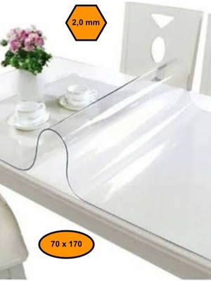 NetBazaars 2,0 mm Pvc Masa Örtüsü, Şeffaf Masa Kaplaması, 70X170