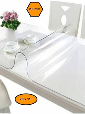 NetBazaars 2,0 mm Pvc Masa Örtüsü, Şeffaf Masa Kaplaması, 70X110