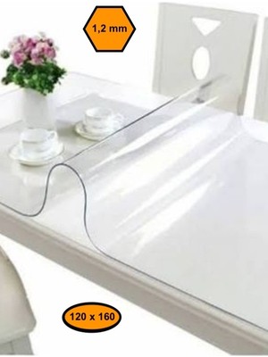 NetBazaars 1,2 mm Pvc Masa Örtüsü, Şeffaf Masa Kaplaması, 120X160