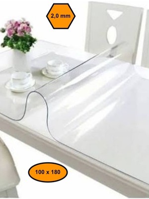 NetBazaars 2,0 mm Pvc Masa Örtüsü, Şeffaf Masa Kaplaması, 100X180