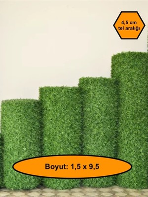 NetBazaars 1,5x9,5 Metre Çim Çit, Bahçe Çiti, Dekoratif Telli Çit, Yapay Çim Çit