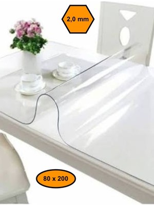 NetBazaars 2 mm Pvc Masa Örtüsü, Şeffaf Masa Kaplaması, 80X200