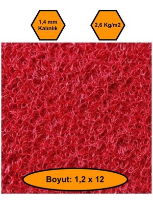 NetBazaars Kırmızı Kıvırcık Plastik Paspas, Dış Mekan Için Paspas, 1,2X12