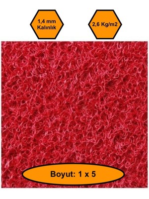 NetBazaars Kırmızı Kıvırcık Plastik Paspas, Dış Mekan Için Paspas, 1x5