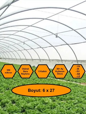 NetBazaars Sera Naylonu, 36 Aylık, 5 Katkılı, 350 Micron 6X27 Şeffaf Sera Örtüsü, Uv Dayanımlı, Ir, Ev, Ab, Ld
