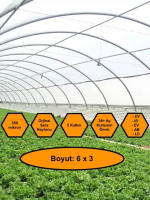 NetBazaars Sera Naylonu, 36 Aylık, 5 Katkılı, 350 Micron 6x3 Şeffaf Sera Örtüsü, Uv Dayanımlı, Ir, Ev, Ab, Ld