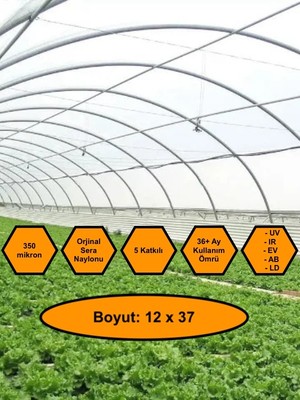 NetBazaars Sera Naylonu, 36 Aylık, 5 Katkılı, 350 Micron 12X37 Şeffaf Sera Örtüsü, Uv Dayanımlı, Ir, Ev, Ab, Ld