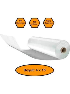 NetBazaars 160 Micron Naylon Örtü, Şeffaf Su Geçirmez Naylon, 4X15 Metre