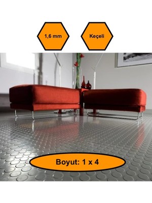 NetBazaars Gri Paralı Muşamba , Zemin Örtüsü, Kaymaz Özellikli Zemin Paspası, 1x4 Metre