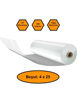 NetBazaars 160 Micron Naylon Örtü, Şeffaf Su Geçirmez Naylon, 4X25 Metre