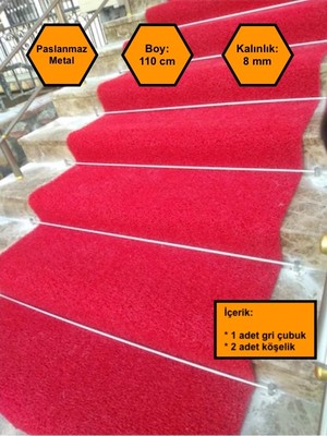 NetBazaars Gri Halı Tutturgaç Çubuğu, Halı Yolluk Kilim Sabitleme Aparatı 110 cm