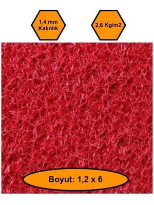 NetBazaars Kırmızı Kıvırcık Plastik Paspas, Dış Mekan Için Paspas, 1,2x6