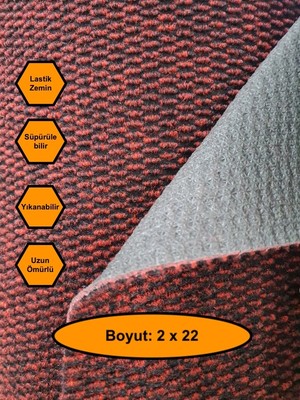 NetBazaars Bordo Mısır Patlağı Desenli Sentetik Halı, Kaydırmaz Tabanlı Zemin Kaplama Ürünü, 2X22 Metre