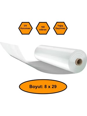 NetBazaars 160 Micron Naylon Örtü, Şeffaf Su Geçirmez Naylon, 8X29 Metre