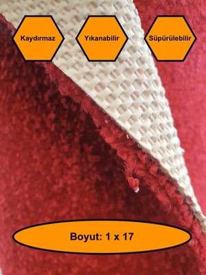 NetBazaars Kırmızı Kalın Yolluk, Kaydırmaz Tabanlı Dayanıklı Yolluk, 1X17 Metre