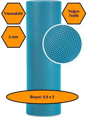 NetBazaars Turkuaz Petek Mat Pvc Kaydırmaz Petek Paspas, 0,9x2 Metre