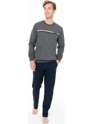 U.s Polo Assn. 18925 Erkek Uzun Kollu Bisiklet Yaka Rahat Ev Giyim-Antrasitmelanj