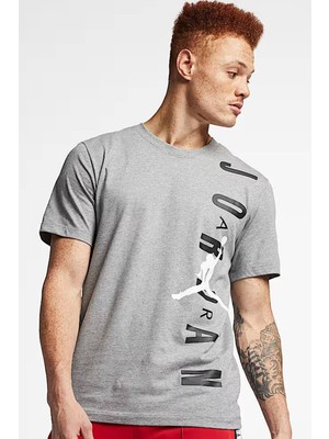 Nike Jordan Jumpman Vertical Air Stretch Crew Tee Erkek Logolu Tişört Gri