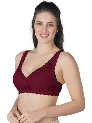 BORDO MI Emay 188 C Pedli Dantelli Telli Toparlayıcı Sütyen