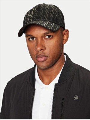Armani Exchange Erkek Önü Logolu ve Deri Detaylı Twill Kumaşlı Vizörlü Siyah Spor Şapka 954229 CC813-00020