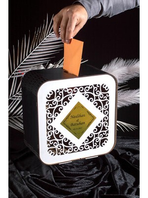 Adenz Ahşap Takı Zarf Kutusu - Kişiye Özel / Düğün Nişan Söz Kına Gecesi Sünnet Vb.