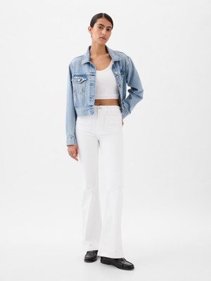 Gap Kadın Beyaz High Rise '70S Flare Washwell™ Jean Pantolon