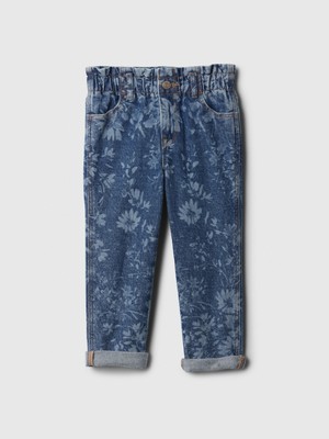 Gap Kız Bebek Koyu Mavi Paperbag Mom Jean Pantolon