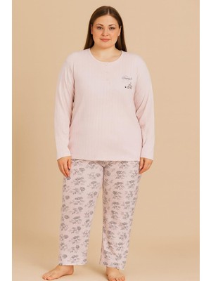 Pemilo Kadın Büyük Beden 05150 % 100 Pamuk Raporlu İnterlok Pijama Takımı