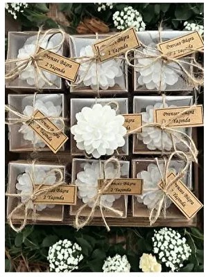 ESTESUA 20 Adet Süslemeli Lotus Mum, Düğün, Kına, Nişan, Söz, Hediyelik Kutu