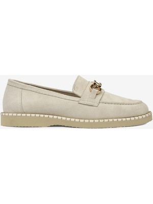 Greyder Kadın Bej Hakiki Deri Loafer Ayakkabı 4Y2WA59065