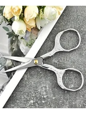 Güzelyüz Avm Söz / Nişan Makası Gümüş Renk Kurdale Makası Açılış Özel Gün Makası Silver Renk Dikiş Nakış Makası