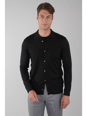 Bisse  Yün Siyah Erkek Triko Hırka Yün TR23K23213_D99