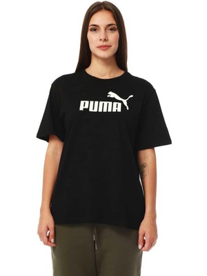 PUMA ESS Logo Boyfriend Tee 586868-01 KADIN Siyah Tişört
