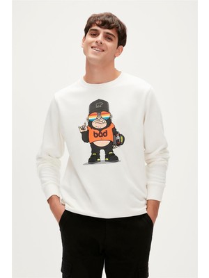 Bad Bear Funky Crewneck Erkek Beyaz Sweatshirt 23.02.12.014-C04