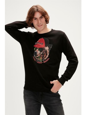 Bad Bear Rebel Crewneck Erkek Siyah Sweatshirt 23.02.12.019-C01