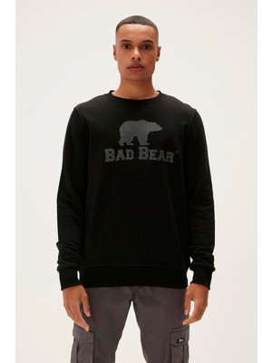 Bad Bear Logo Crewneck Erkek Siyah Sweatshirt 22.02.12.007-C01