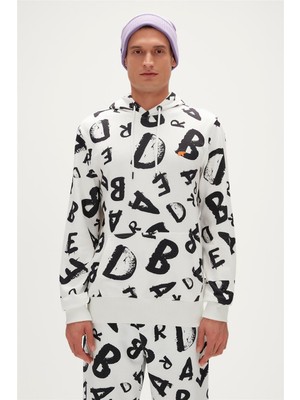 Bad Bear Bling Hoodie Off-White Beyaz  Kapüşonlu Erkek Sweatshirt