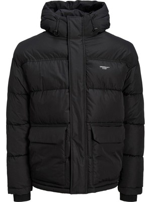Jack & Jones Erkek Puffer Jacket Oversize Kapüşonlu Kapitone Mont