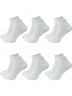 Okavango Bambu Yarım Konç 6 Çift Tenis Çorabı Erkek Kolaj Çorabı Kadın Kolaj Çorabı Beyaz Tenis Çorabı 40-44