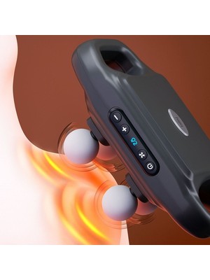 Light Up 4 Başlıklı Masaj Tabancası – 12W Derin Doku & Kas Ağrısı Giderici, 20 Seviye & 6 Mod - Siyah