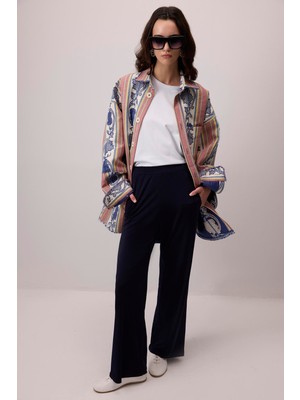 Touche Prive Beli Lastikli Relax Pantolon