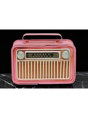 KuzeyTacı Pembe Nostaljik Tasarım Radyo Metal Dekoratif Nostalji Severlere Özel Vip