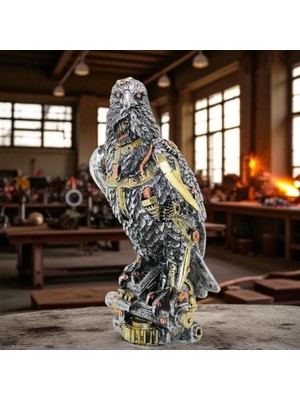 KuzeyTacı Steampunk Polyester Kartal Figürü Şık Tasarım Dekoratif Vip