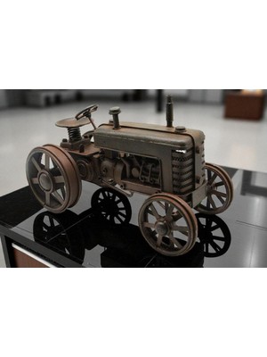 Vintage Metal Traktör Maketi – Antika Görünümlü Dekoratif
