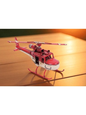 Nostaljik Görünümlü Metal Helikopter – El Yapımı Dekor Özel Üretim Vip
