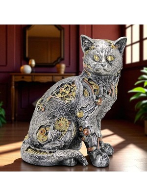 Steampunk Polyester Kedi Figürü Dekoratif Vip