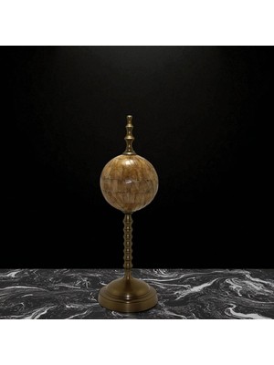 Vintage Bronz Küre Biblo – Doğal Taş Görünümlü Vip