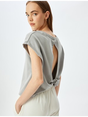 Koton Rahat Kalıp Bisiklet Yaka Sırt Detaylı Modal Spor Tişört